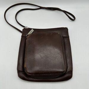 VTG HOBO International Purse Brown Leather Crossbody Bag Organizer Small
